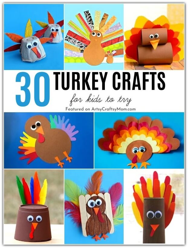 Turkeys are going to feature a lot this Thanksgiving with our terrific turkey crafts for kids to make! Make cards, place holders, puppets and much more!