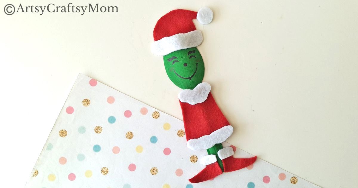 Celebrate the story of the Grinch this holiday season, with a cute wooden spoon Grinch craft! But our Grinch isn't grumpy, hes' quite pleasant!
