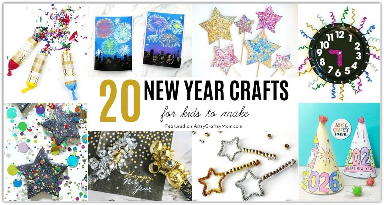 Say Hello to a brand New Year with these exciting New Year crafts for kids!! Make wands, countdown clocks, noise makers and more!