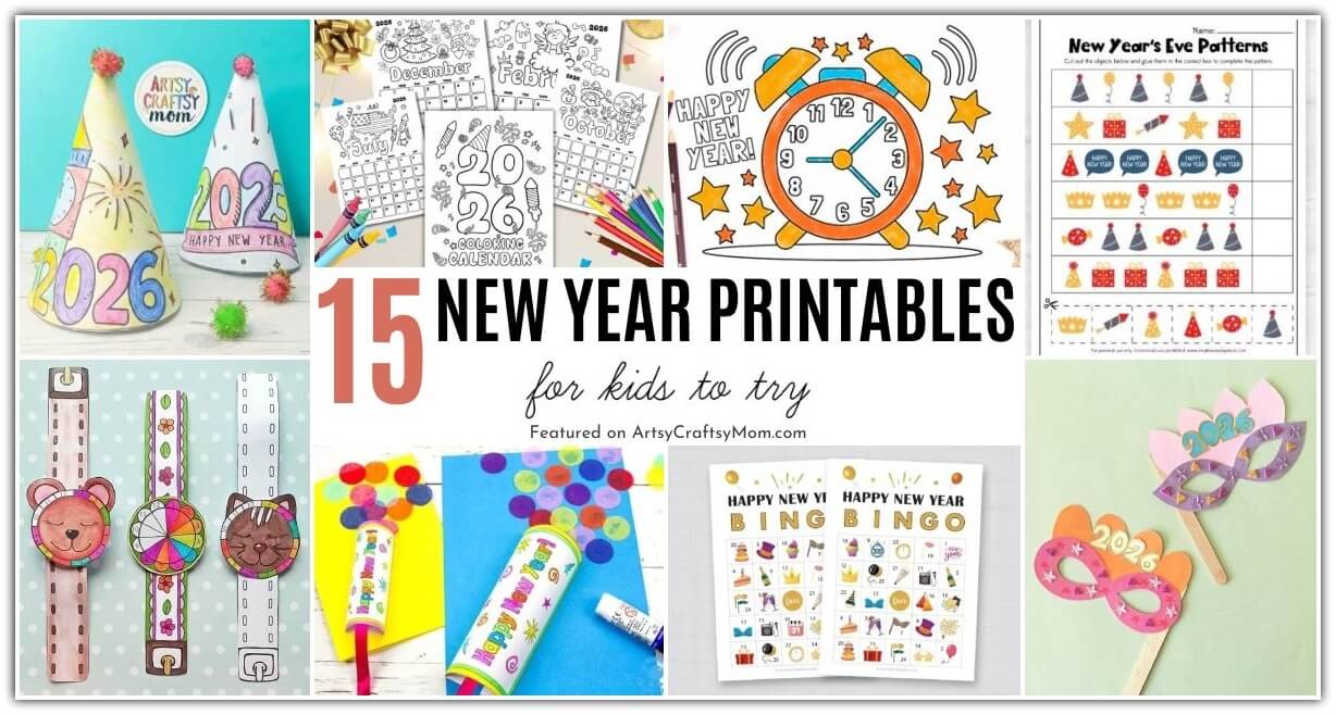 Here are some New Year Printables for Kids to have a fun time this season! Includes printable hats, countdown watches, games and much more!