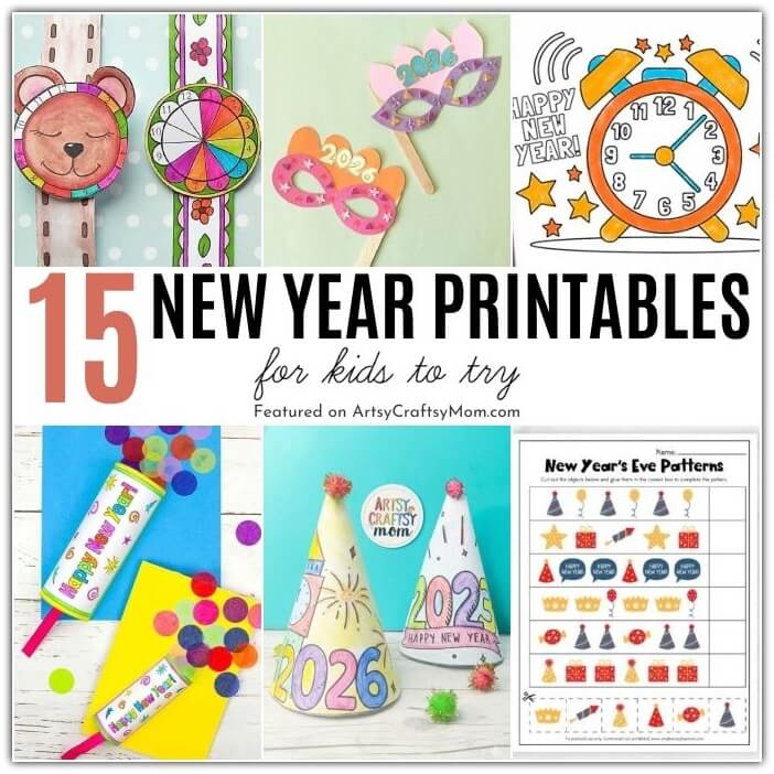 Here are some New Year Printables for Kids to have a fun time this season! Includes printable hats, countdown watches, games and much more!