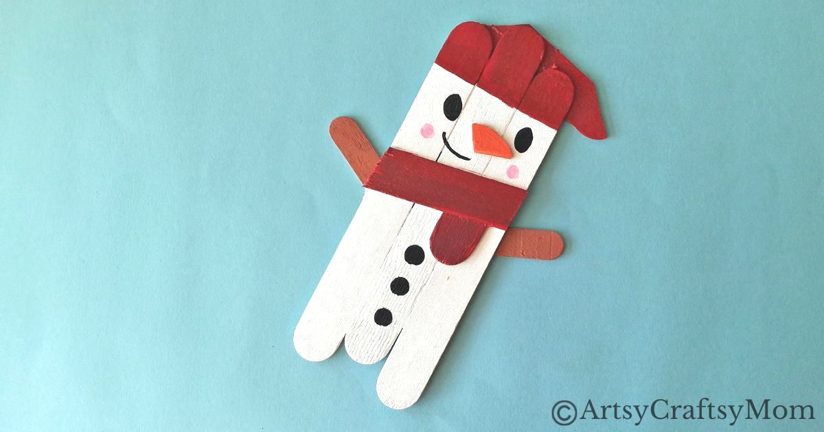 Who says a snowman has to be round? This Popsicle Stick Snowman Craft proves that you can have a snowman in any shape you like!
