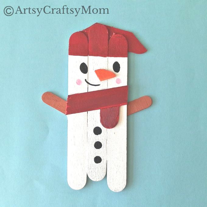 Who says a snowman has to be round? This Popsicle Stick Snowman Craft proves that you can have a snowman in any shape you like!