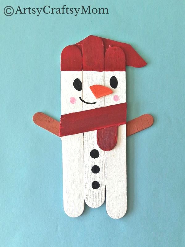 Who says a snowman has to be round? This Popsicle Stick Snowman Craft proves that you can have a snowman in any shape you like!