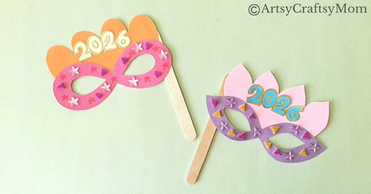 This Printable New Year Mask Craft is the perfect accessory to carry to this year's New Year's Eve bash! Prepare for lots of compliments!
