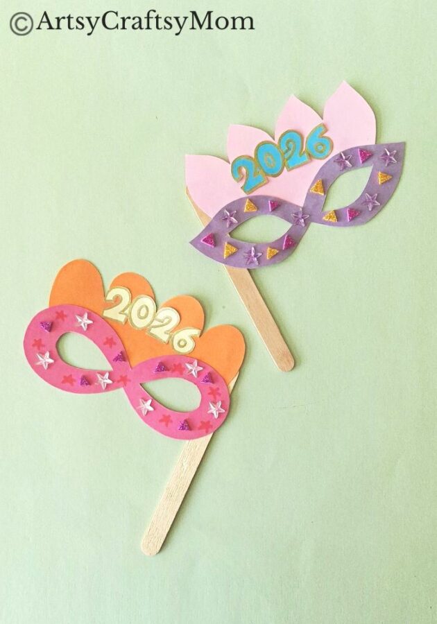This Printable New Year Mask Craft is the perfect accessory to carry to this year's New Year's Eve bash! Prepare for lots of compliments!