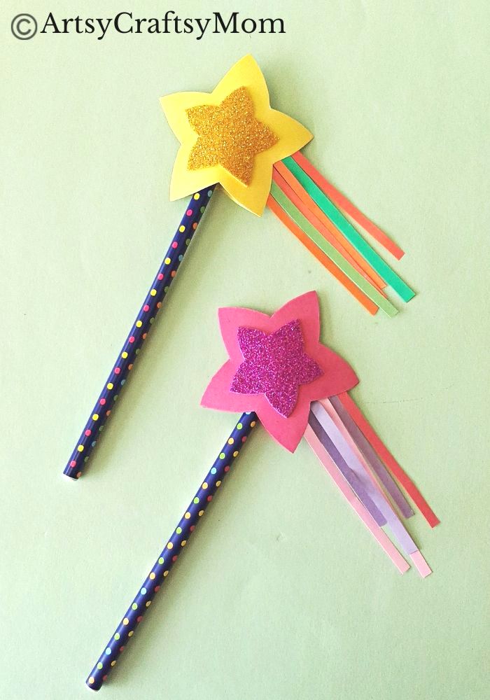 Here's a beautiful, sparkling Star Wand Pencil Topper Craft to add some magic to your New Year celebrations! It also makes a great gift for friends!