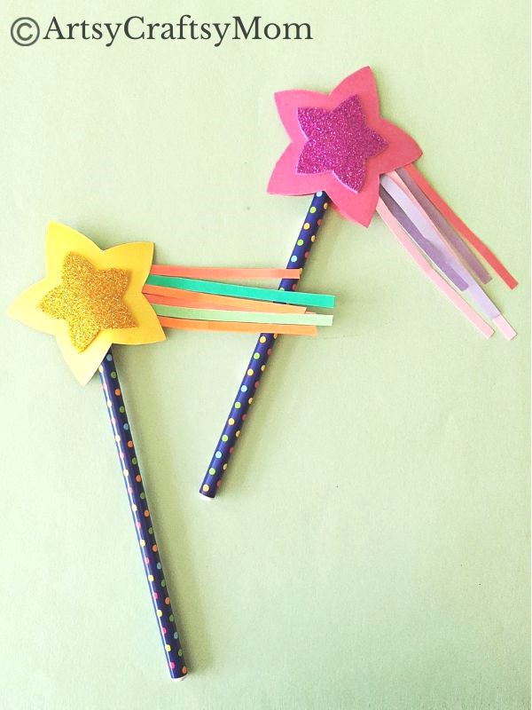 Here's a beautiful, sparkling Star Wand Pencil Topper Craft to add some magic to your New Year celebrations! It also makes a great gift for friends!