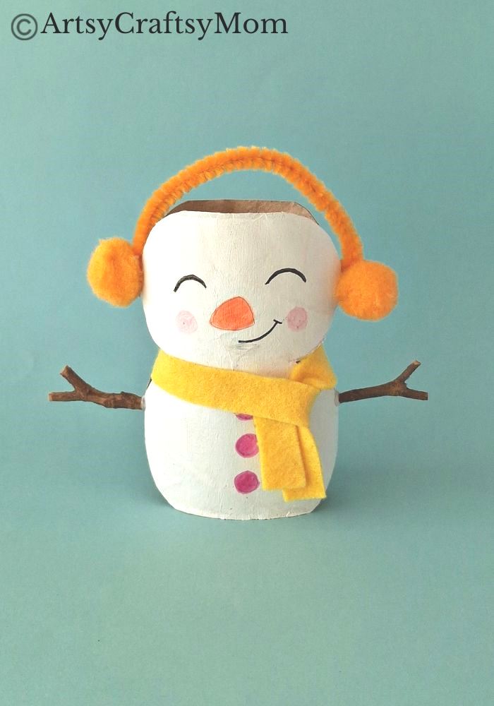 Don't have snow where you live? No problem, this Toilet Paper Roll Snowman Craft ensures that you can still build yourself your own snowman!