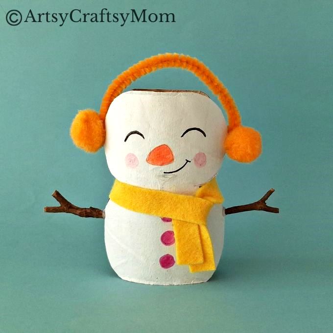 Don't have snow where you live? No problem, this Toilet Paper Roll Snowman Craft ensures that you can still build yourself your own snowman!
