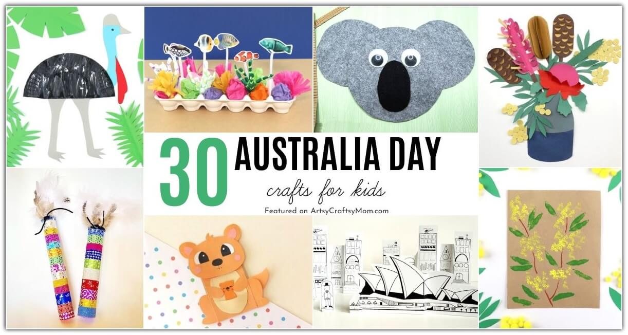 Celebrate the varied culture, monuments, flora, and fauna of Australia with these simple Australia Day Crafts for Kids! Includes koalas, kangaroos and more!