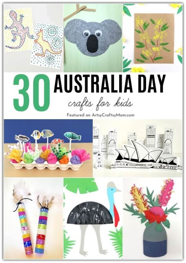 Celebrate the varied culture, monuments, flora, and fauna of Australia with these simple Australia Day Crafts for Kids! Includes koalas, kangaroos and more!