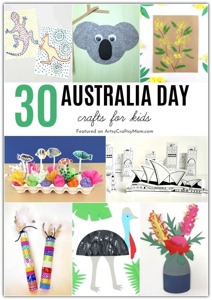 Celebrate the varied culture, monuments, flora, and fauna of Australia with these simple Australia Day Crafts for Kids! Includes koalas, kangaroos and more!