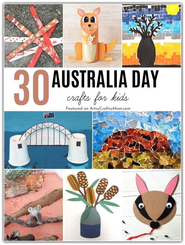 Celebrate the varied culture, monuments, flora, and fauna of Australia with these simple Australia Day Crafts for Kids! Includes koalas, kangaroos and more!