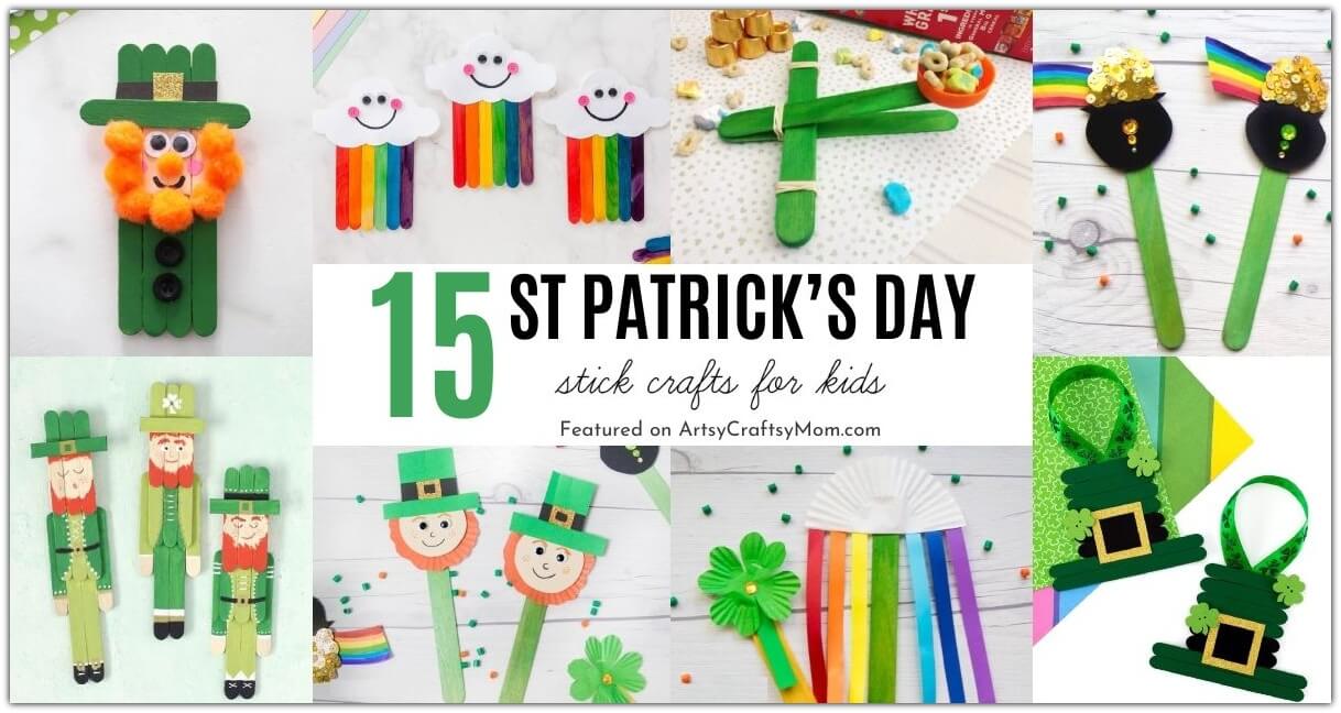 Gather all the craft sticks you have, because we've got lots of fun St Patrick's Day Stick Crafts to make! Includes leprechauns, shamrocks & more!