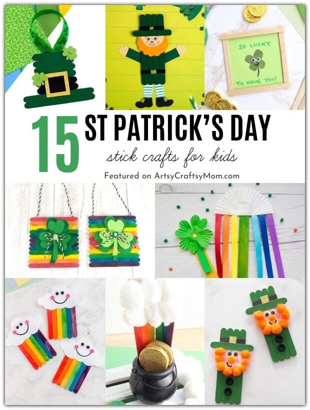 Gather all the craft sticks you have, because we've got lots of fun St Patrick's Day Stick Crafts to make! Includes leprechauns, shamrocks & more!