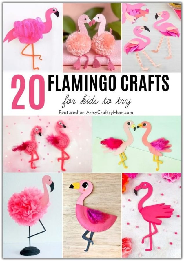 Love flamingos? Then you'll love these fancy Flamingo Crafts for Kids! Enjoy the explosion of pink with flamingos made from paper, felt, pom poms and more!