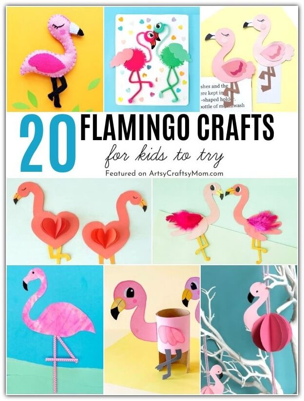 Love flamingos? Then you'll love these fancy Flamingo Crafts for Kids! Enjoy the explosion of pink with flamingos made from paper, felt, pom poms and more!