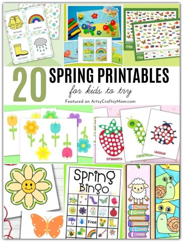 20 Colorful Spring Printables for Kids 23 Welcome Spring with a bunch of colorful spring printables for kids! Stay busy with puzzles, coloring pages, crafts, bookmarks and more!