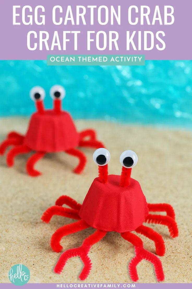 These creative crab crafts for kids are perfect for summer, or for International Horseshoe Crab Day on 20th June! Great for kids of all ages!