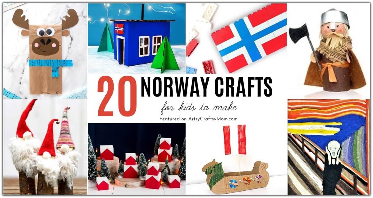 Celebrate Norway's National Day with some interesting Norway Crafts for Kids! Learn about Vikings, fjords, rosemåling and much more!