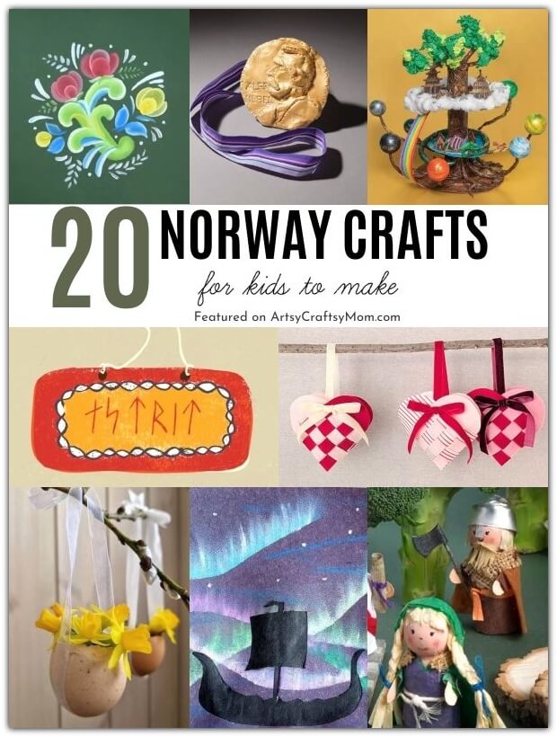 Celebrate Norway's National Day with some interesting Norway Crafts for Kids! Learn about Vikings, fjords, rosemåling and much more!