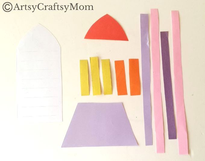 New to paper weaving? This colorful woven paper rocket craft is the perfect choice for little kids starting out, without overwhelming them!