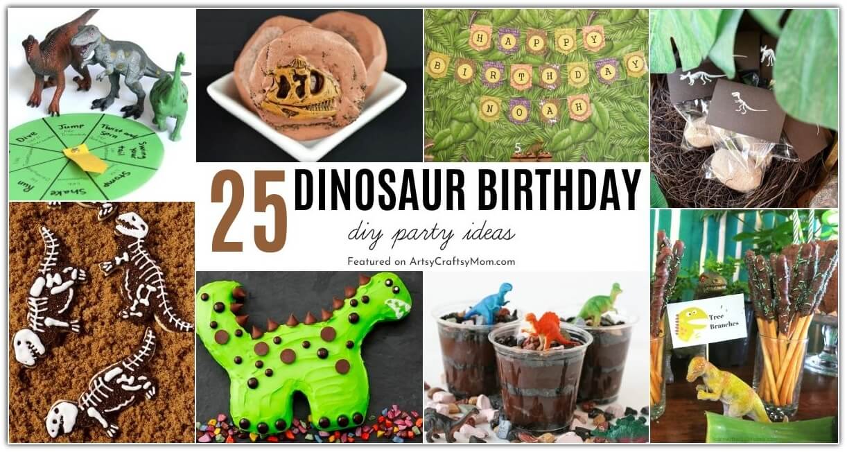 Planning a dinosaur-themed party for kids? Take a look at the coolest ideas for decorations, printables, games, party foods, cakes and more!