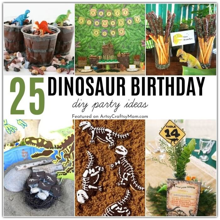 Planning a dinosaur-themed party for kids? Take a look at the coolest ideas for decorations, printables, games, party foods, cakes and more!