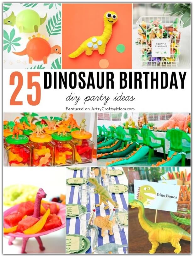 Planning a dinosaur-themed party for kids? Take a look at the coolest ideas for decorations, printables, games, party foods, cakes and more!
