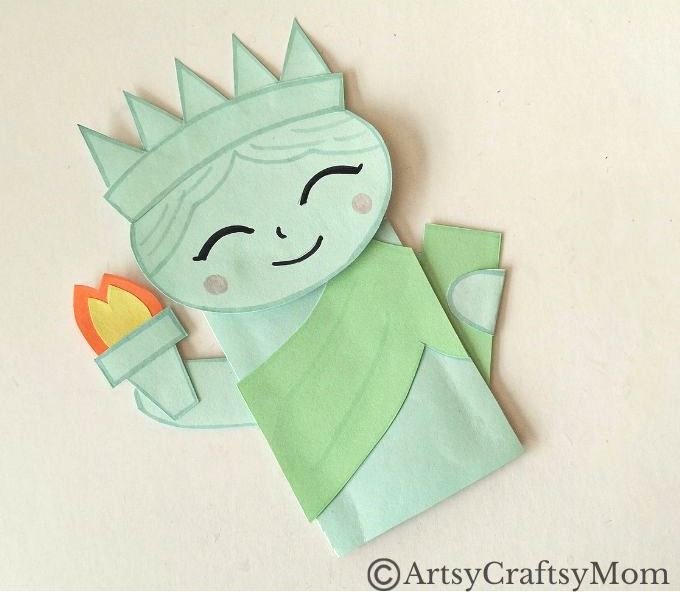 Cute Paper Bag Statue of Liberty Craft for Kids 16 We've got the perfect project for kids to try this 4th of July - a paper bag Statue of Liberty craft! It is really easy to make, & looks amazing when done!