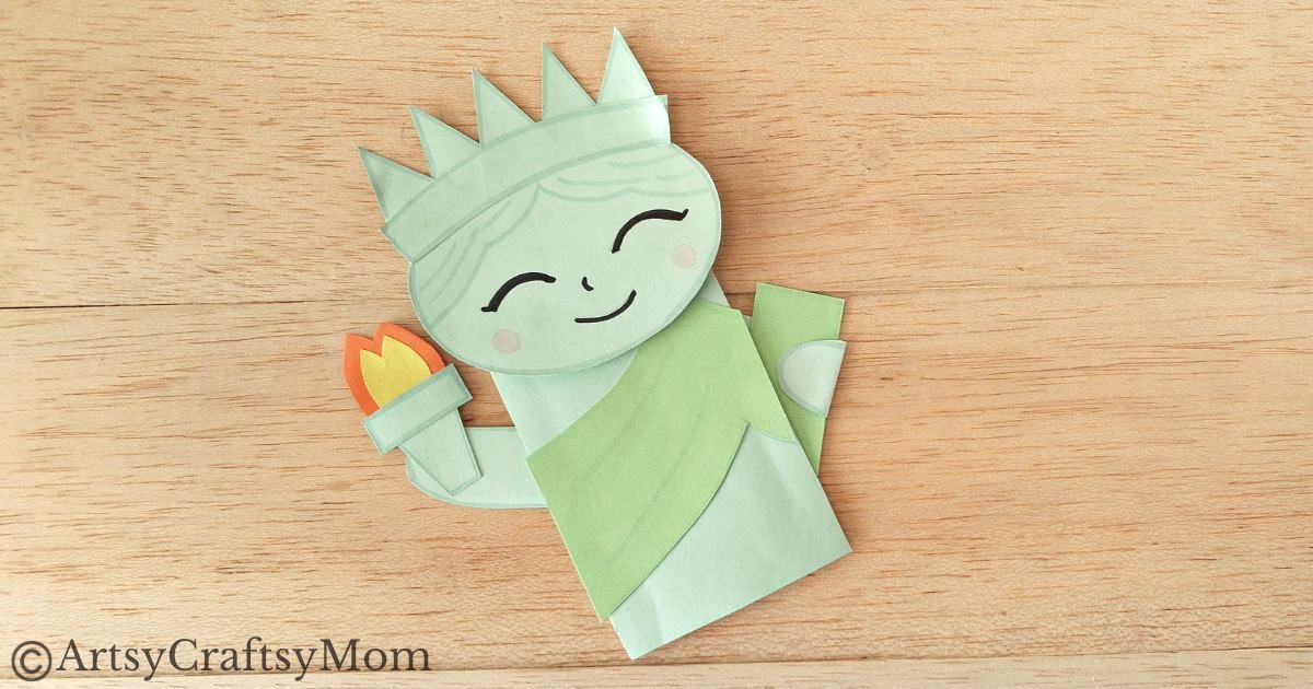 Cute Paper Bag Statue of Liberty Craft for Kids 19 We've got the perfect project for kids to try this 4th of July - a paper bag Statue of Liberty craft! It is really easy to make, & looks amazing when done!
