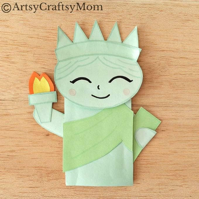 Cute Paper Bag Statue of Liberty Craft for Kids 17 We've got the perfect project for kids to try this 4th of July - a paper bag Statue of Liberty craft! It is really easy to make, & looks amazing when done!