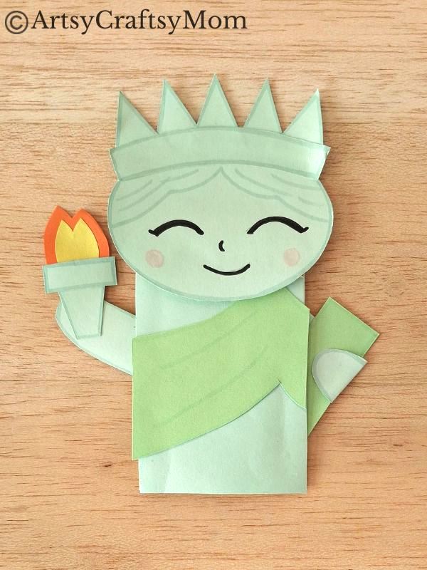 Cute Paper Bag Statue of Liberty Craft for Kids 18 We've got the perfect project for kids to try this 4th of July - a paper bag Statue of Liberty craft! It is really easy to make, & looks amazing when done!