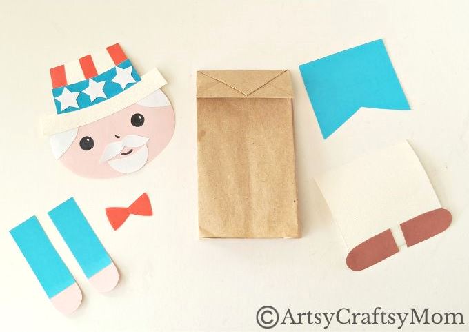 If you're planning a puppet show for the 4th of July, you have to try this fun paper bag Uncle Sam craft! All you need is a paper bag and craft paper!