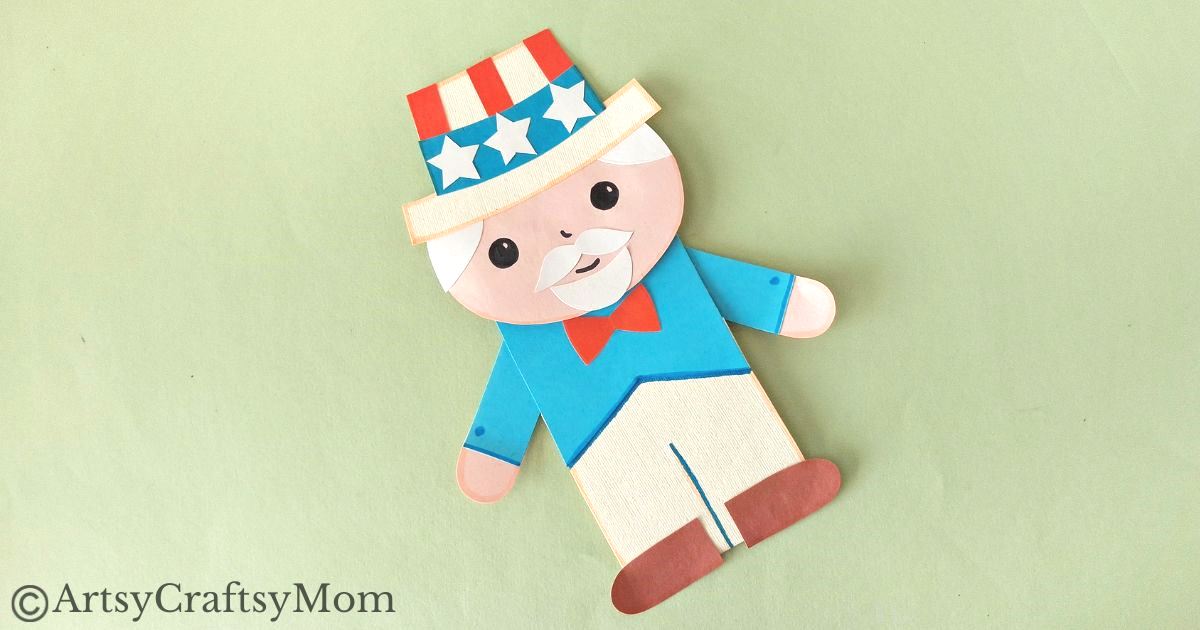 If you're planning a puppet show for the 4th of July, you have to try this fun paper bag Uncle Sam craft! All you need is a paper bag and craft paper!
