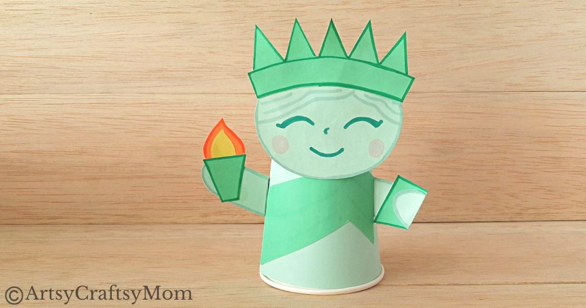 Get ready to celebrate the 4th of July with a cute paper cup Statue of Liberty craft! Grab our printable template & follow all the instructions - that's all!