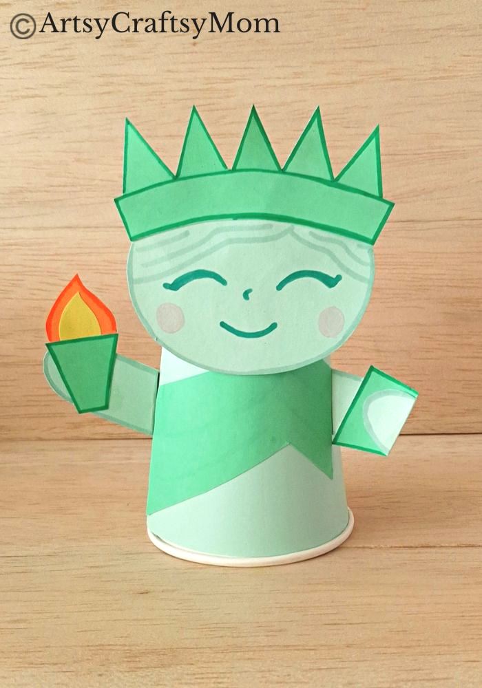Get ready to celebrate the 4th of July with a cute paper cup Statue of Liberty craft! Grab our printable template & follow all the instructions - that's all!