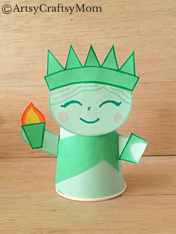 Get ready to celebrate the 4th of July with a cute paper cup Statue of Liberty craft! Grab our printable template & follow all the instructions - that's all!