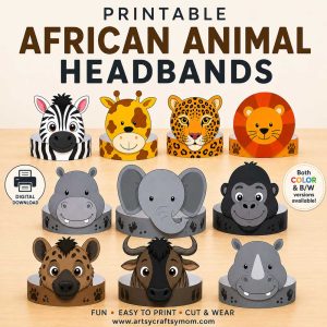 Printable African Animal Headbands For Kids