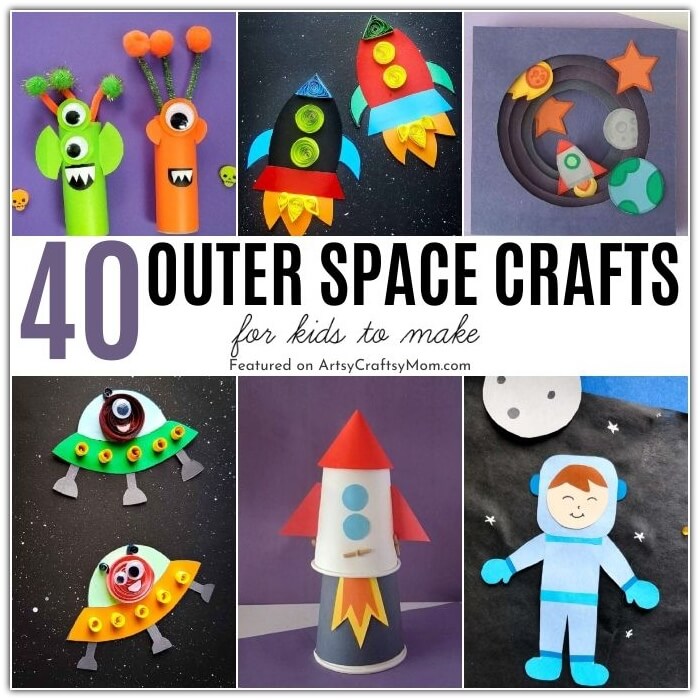 Learn about the planets, galaxies and more with these awesome Outer Space Crafts for Kids! Perfect for Show and Tell or summer STEAM projects!