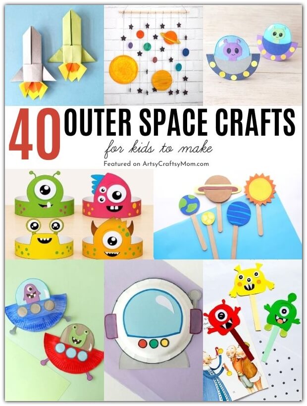 Learn about the planets, galaxies and more with these awesome Outer Space Crafts for Kids! Perfect for Show and Tell or summer STEAM projects!