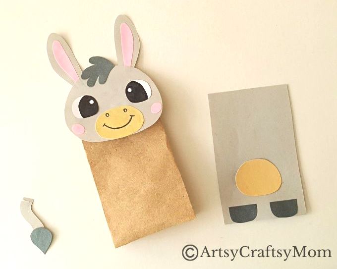 Paper Bag Donkey Puppet 11 Donkeys are adorable and hard working - a rare combination! Today we celebrate these industrious creatures with a cute paper bag donkey puppet.