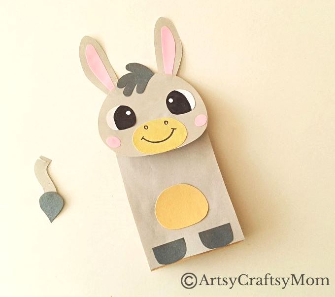 Paper Bag Donkey Puppet 12 Donkeys are adorable and hard working - a rare combination! Today we celebrate these industrious creatures with a cute paper bag donkey puppet.