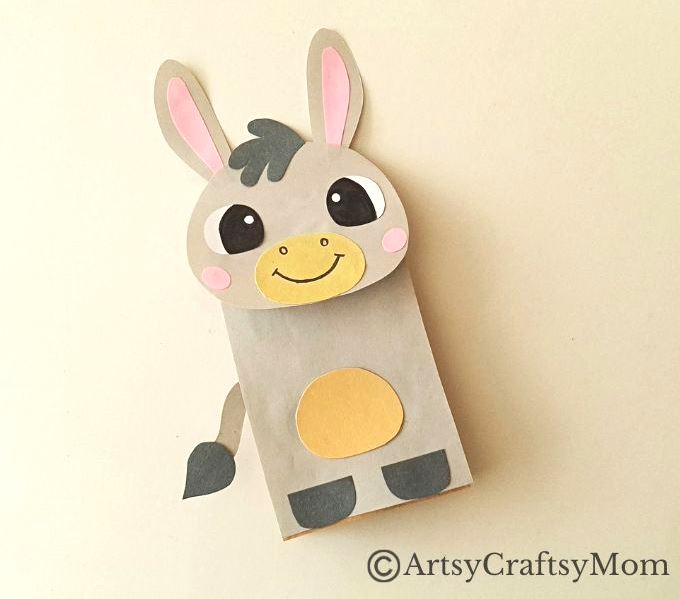 Paper Bag Donkey Puppet 13 Donkeys are adorable and hard working - a rare combination! Today we celebrate these industrious creatures with a cute paper bag donkey puppet.