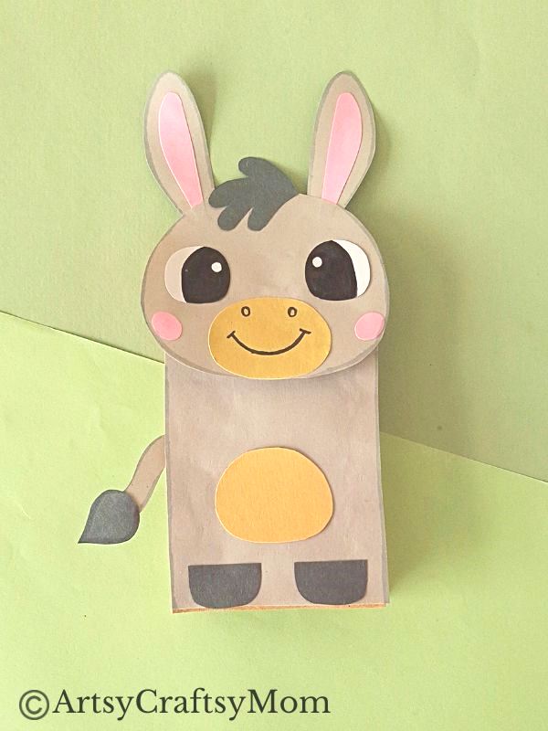 Paper Bag Donkey Puppet 15 Donkeys are adorable and hard working - a rare combination! Today we celebrate these industrious creatures with a cute paper bag donkey puppet.