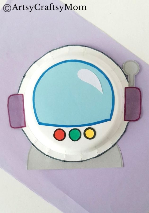 This paper plate astronaut helmet craft is one of the easiest crafts for little space enthusiasts to make! All you need is a paper plate and craft paper!