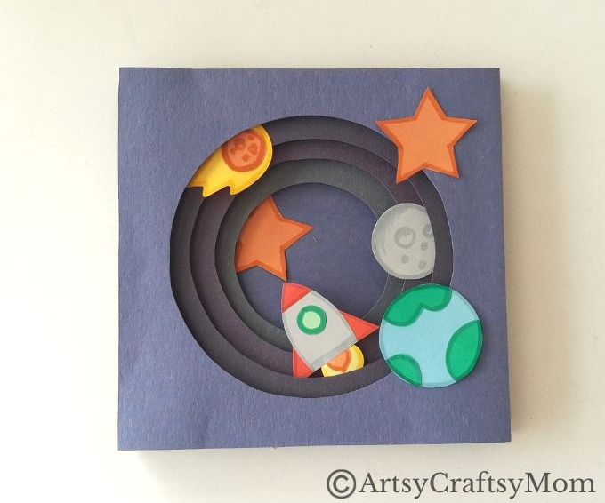 This Space-Themed Paper Art Project for Kids proves that you can make art with little more than colored craft paper and basic craft supplies!