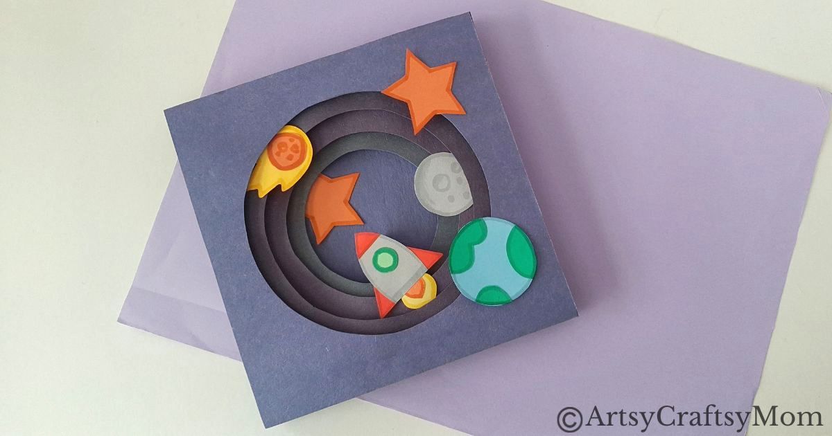 This Space-Themed Paper Art Project for Kids proves that you can make art with little more than colored craft paper and basic craft supplies!