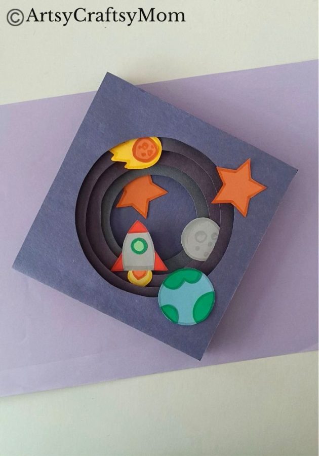 This Space-Themed Paper Art Project for Kids proves that you can make art with little more than colored craft paper and basic craft supplies!